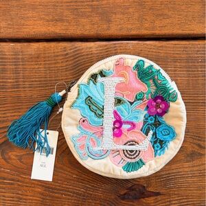 Anna Harlow Russo X Anthropologie Beaded Velvet pouch Bag NEW With Tags